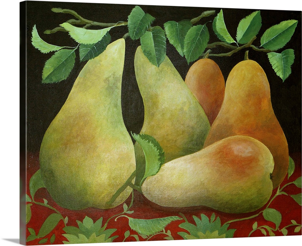 Contemporary painting of a group of pears.