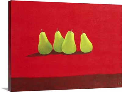 Pears on Red Cloth