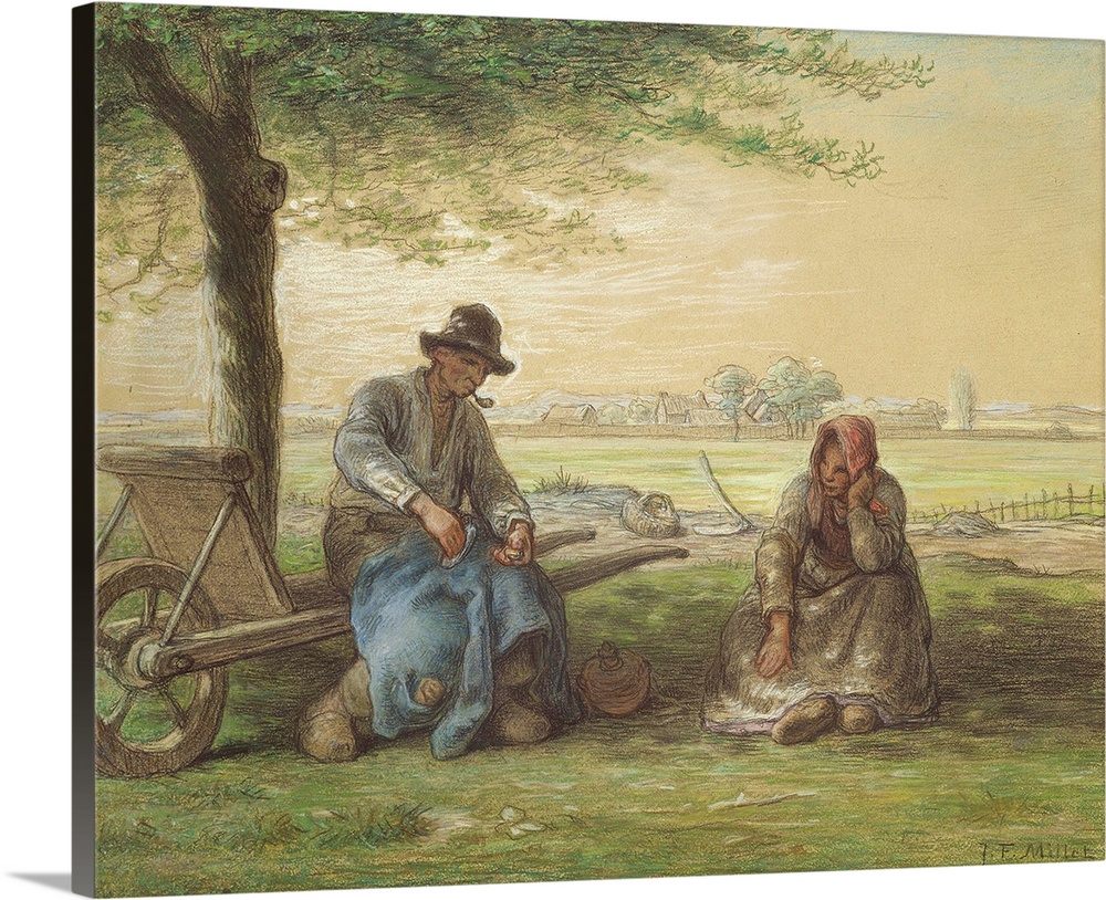 Peasants Resting, c. 1866, pencil and pastel on paper.  By Jean-Francois Millet (1814-75).