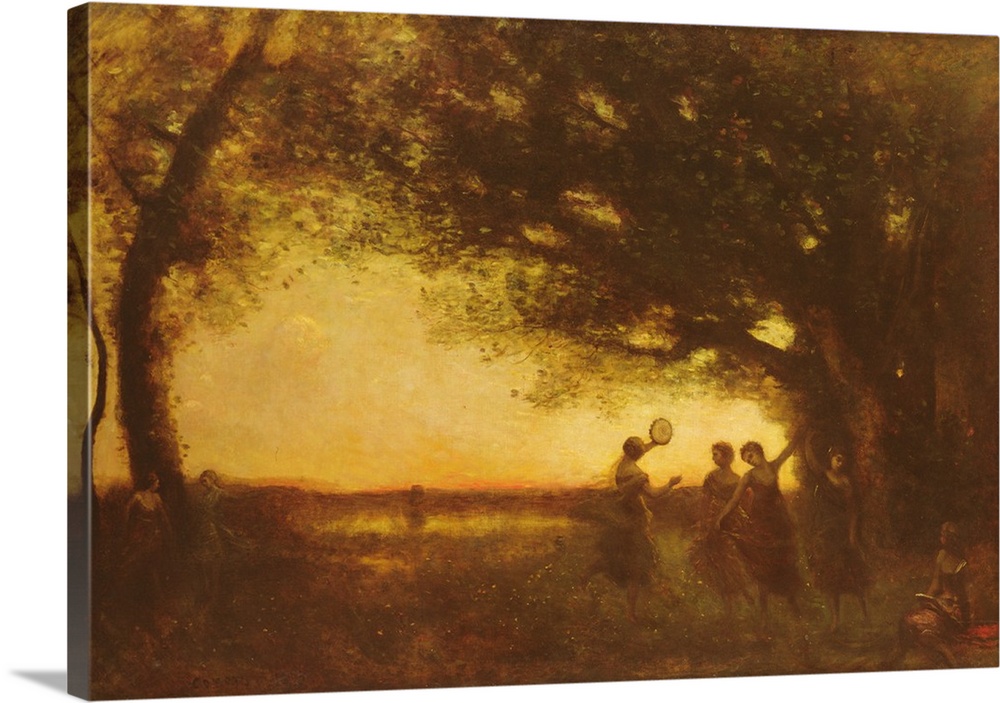 Peasures of the Evening, Les Plaisirs du Soir 1875, oil on canvas.  By Jean Baptiste Corot (1796-1875).