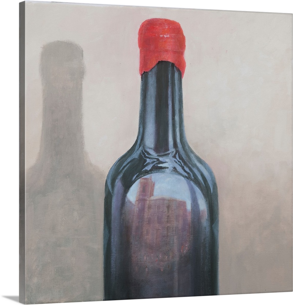 Contemporary still life of a wine bottle.