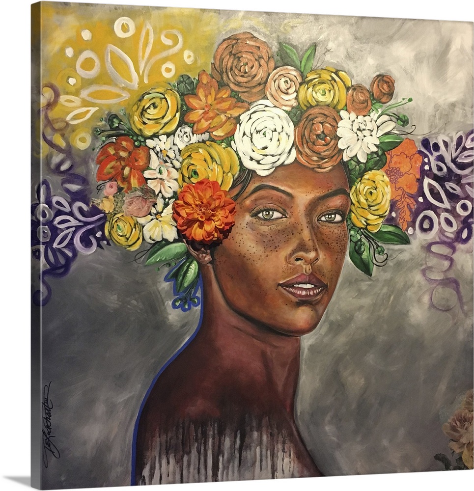 Piercing beauty, 2017. (Originally mixed media on canvas.) Women empowerment/female/colorful.