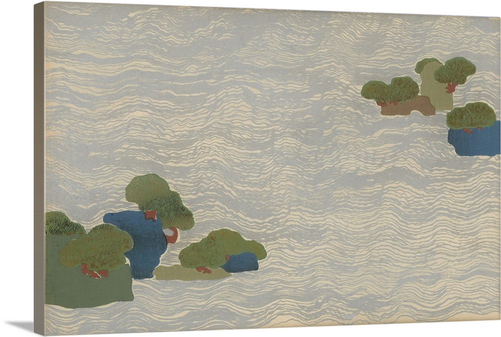 LWR341704 Pine islands in a silver sea, from a Chigusa (A Thousand Grasses) series, 1903 (colour woodblock print) by Sekka...