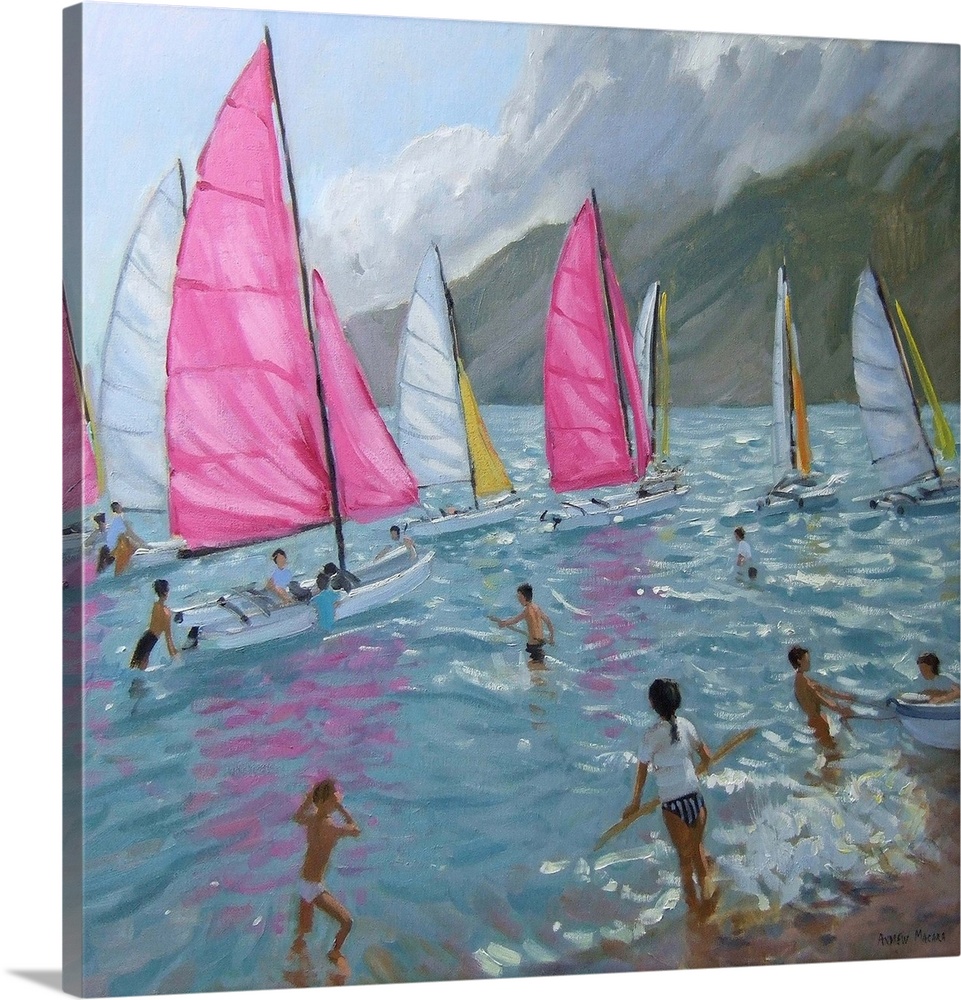 Pink and white sails, Lefkas, 2007, (originally oil on canvas) by Macara, Andrew