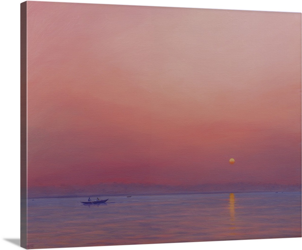 DKH269869 Pink Dawn on The Ganges (oil on canvas) by Hare, Derek (b.1945); 91.4x76.2 cm; Private Collection;  Derek Hare. ...