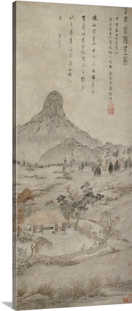 Planting Fragrant Fungus at the Tiaozhou'an, Ming dynasty, 1368-1644, 1627, hanging scroll; ink and light colour on paper.