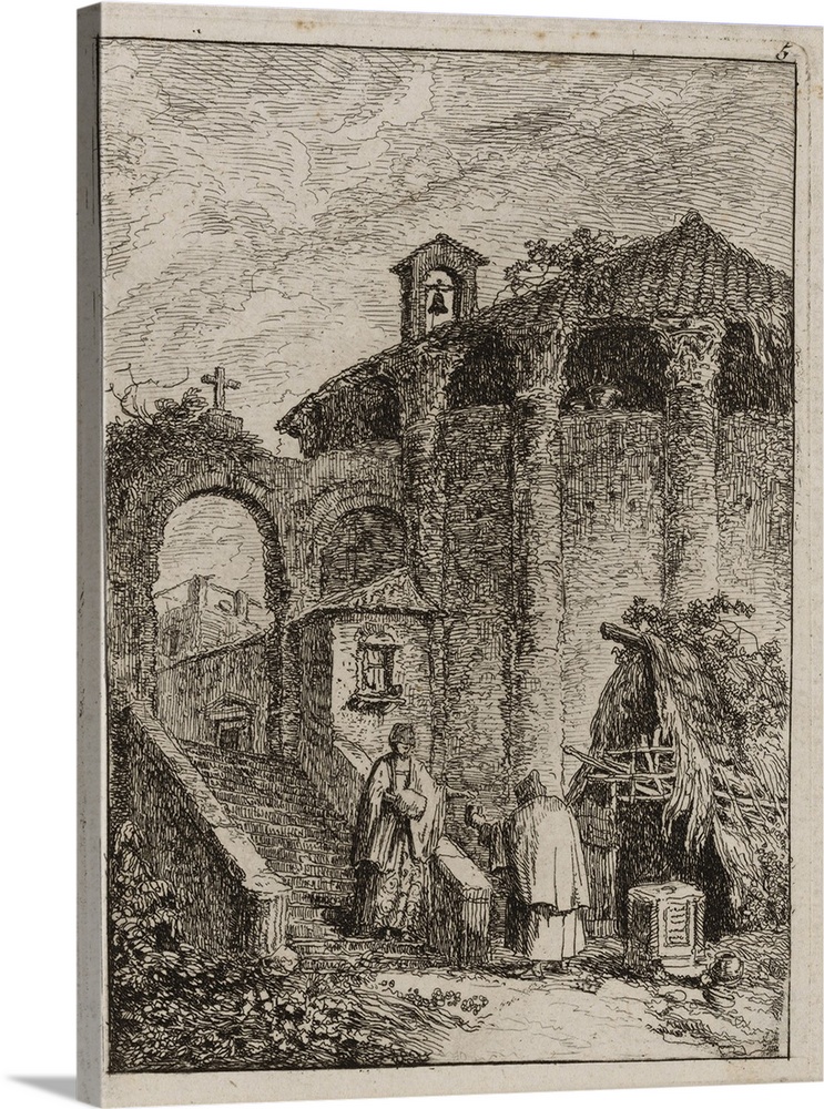 Plate Five from Evenings in Rome, 1763-64, etching in black on off-white laid paper, tipped onto tan laid paper.