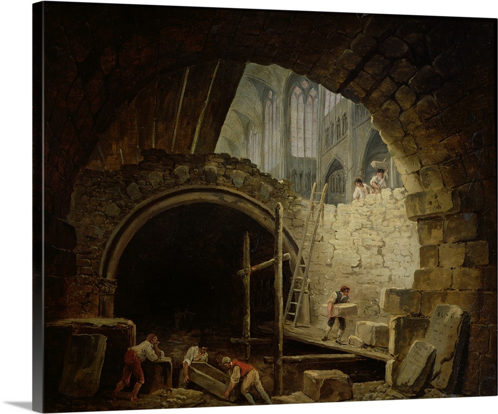 XIR33821 Plundering the Royal Vaults at St. Denis in October 1793 (oil on canvas)  by Robert, Hubert (1733-1808); 54x64 cm...
