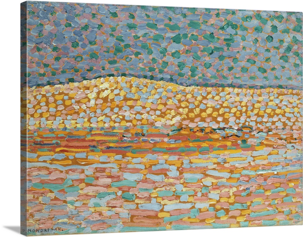 Pointillist Dune Study, Crest at Left, 1909 (originally oil with traces of graphite on paper) by Mondrian, Piet (1872-1944)