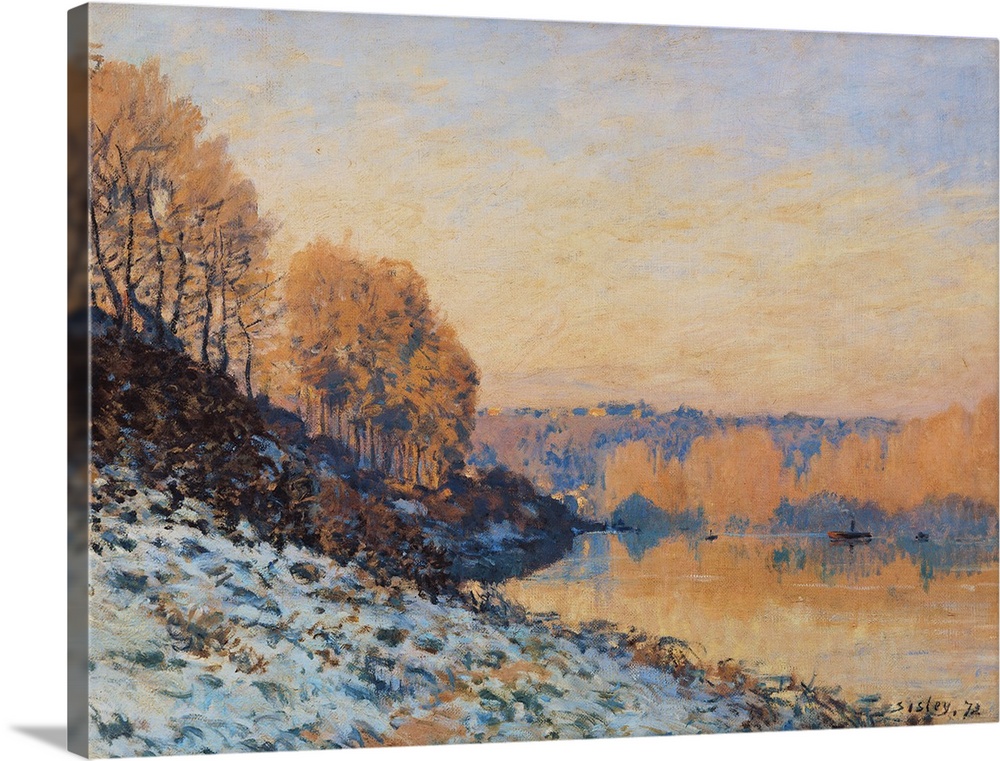 XIL16787 Port-Marly, White Frost, 1872 (oil on canvas)  by Sisley, Alfred (1839-99); Musee des Beaux-Arts, Lille, France; ...