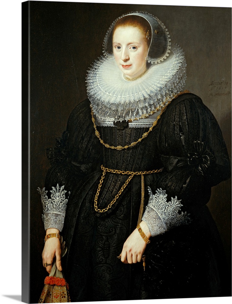 BAL35755 Portrait of a Girl, aged 18 (oil on panel)  by Miereveld, Michiel Jansz. van (1567-1641); Private Collection; Pho...