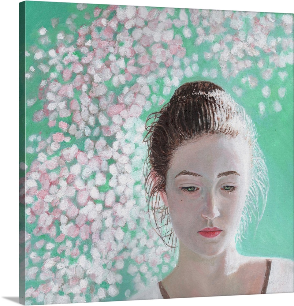 Portrait of a girl blossoming, 2015, (originally oil on canvas) by White, Helen