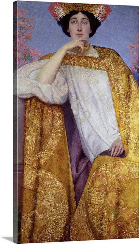 Portrait Of A Woman In A Golden Dress | Great Big Canvas