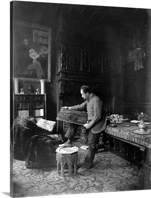 Portrait Of Emile Zola (1840-1902) Looking At A Painting In His Study