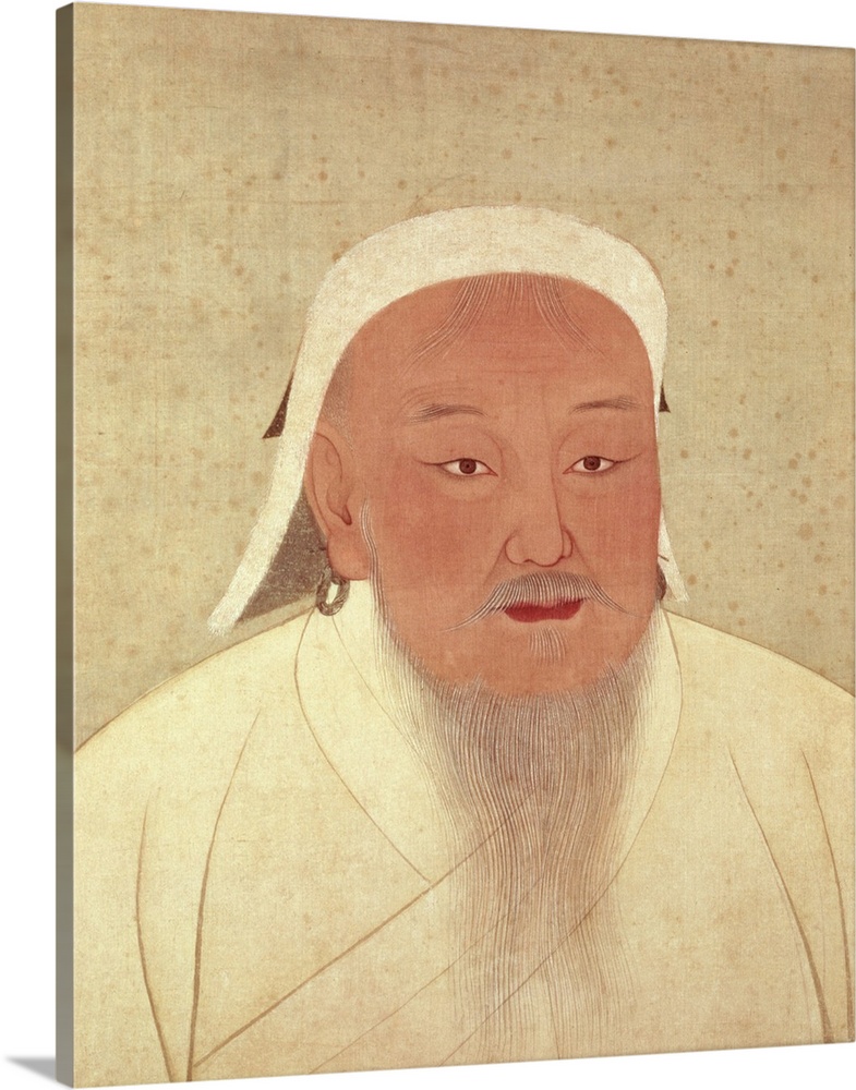XTD69948 Portrait of Genghis Khan (c.1162-1227), Mongol Khan, founder of the Imperial Dynasty, the Yuan, making China the ...