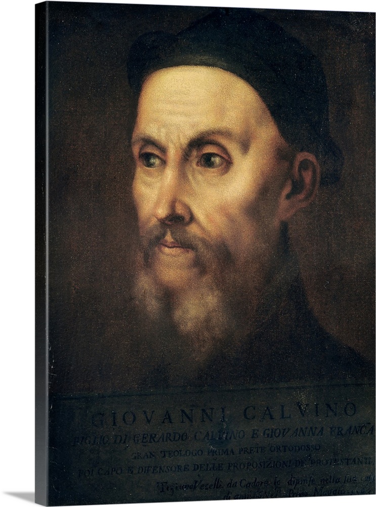 XIR80411 Portrait of John Calvin (1509-64) (oil on canvas)  by Titian (Tiziano Vecellio) (c.1488-1576); 66.5x57.5 cm; The ...