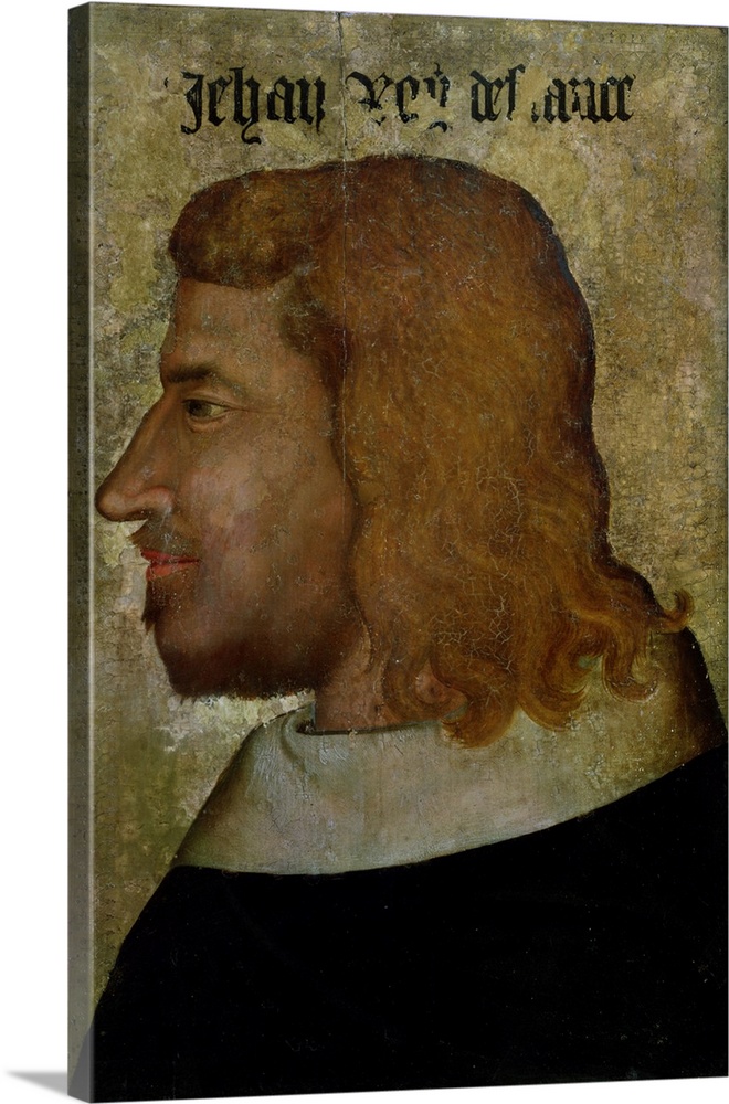 XIR93864 Portrait of John II,'the Good' (1319-64) King of France (oil on panel); by French School, (14th century); 60x44.5...