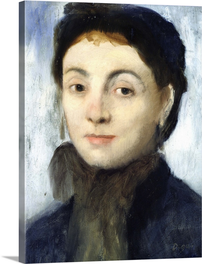 XKH141382 Portrait of Josephine Gaujelin, 1867 (oil on mahogany panel)  by Degas, Edgar (1834-1917); 35x26.5 cm; Hamburger...