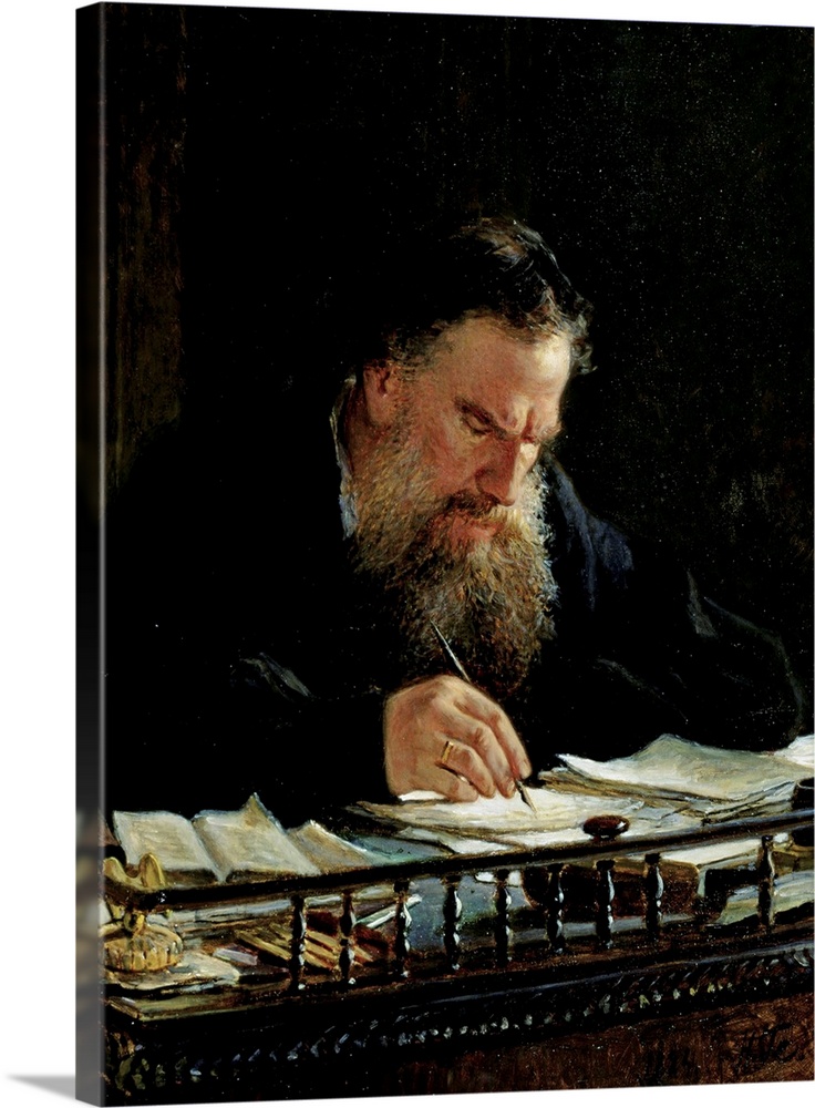 XIR154125 Portrait of Lev Tolstoy (1828-1910) (oil on canvas)  by Gay, Nikolai Nikolajevitch (1831-94); State Russian Muse...