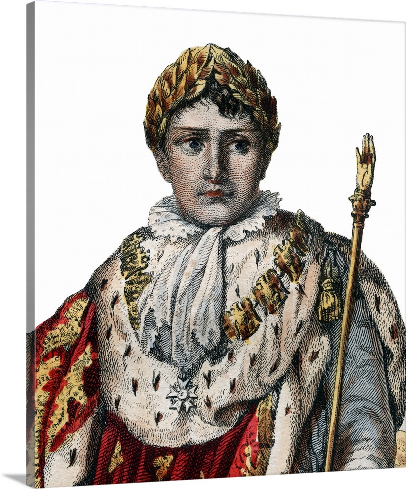 Portrait Of Napoleon I (Napoleon Bonaparte) (1769-1821) In Imperial  Vestments Stretched Canvas Print