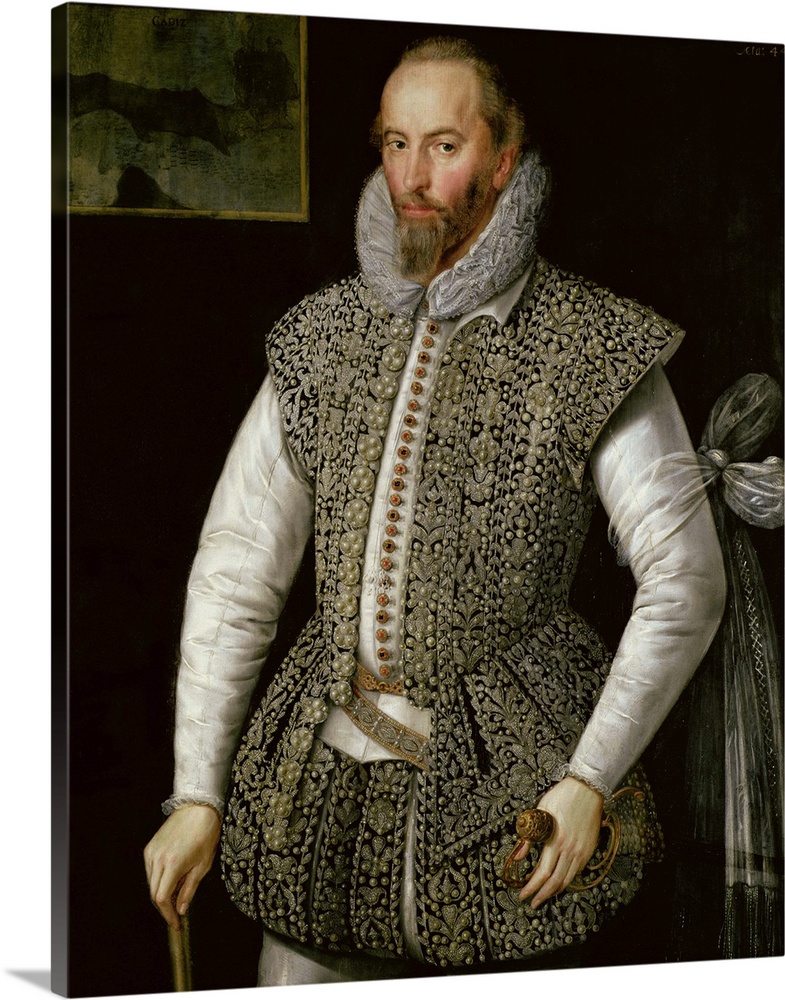 BAL7790 Portrait of Sir Walter Raleigh, 1598 (oil on panel)  by Segar, William (fl.1585-d.1633) (attr. to); National Galle...