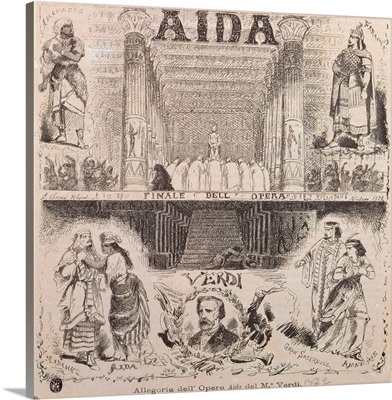 Poster advertising a performance of Aida by Verdi, 1872