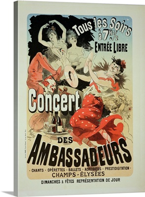 poster advertising an 'Ambassadors' Concert', Champs Elysees, Paris, 1884