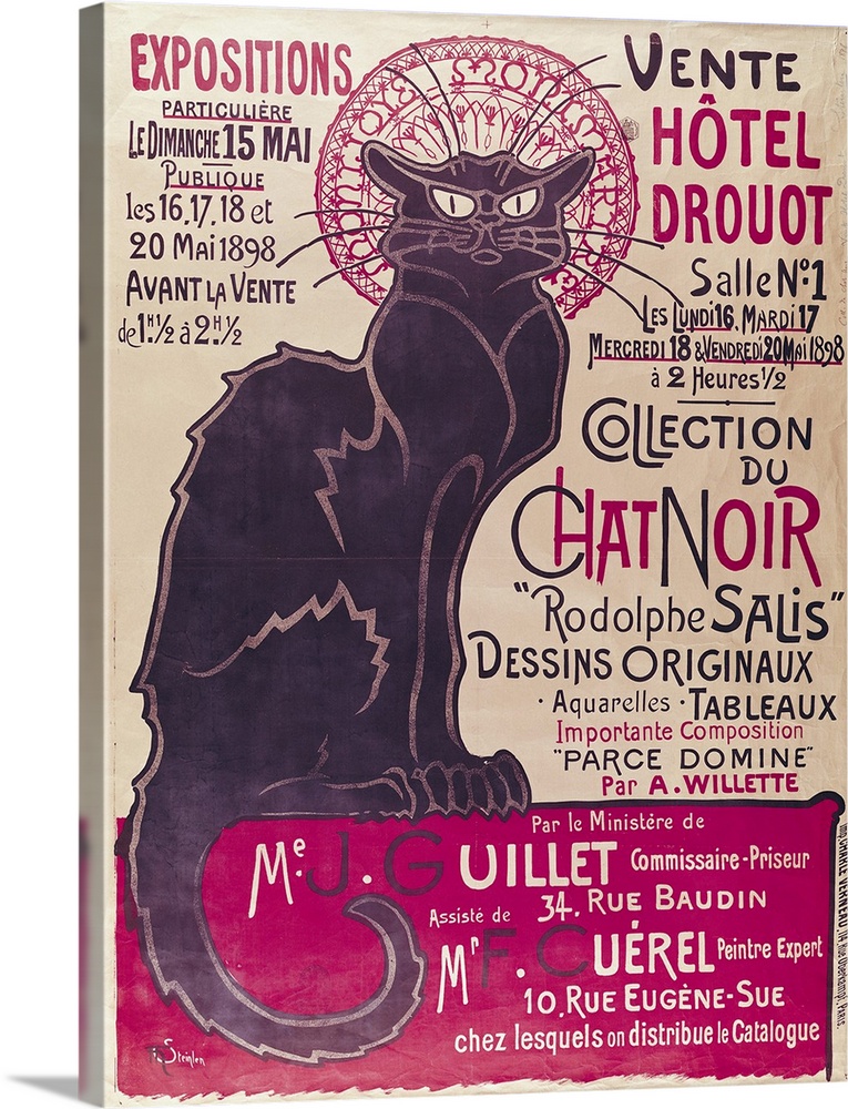 Cat Home Decor Le Chat Noir Vintage Advertisement Canvas Wall Art Print