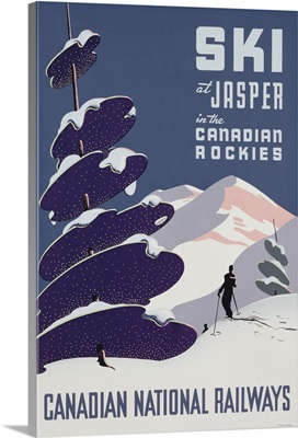 Poster advertising the Canadian Ski Resort Jasper