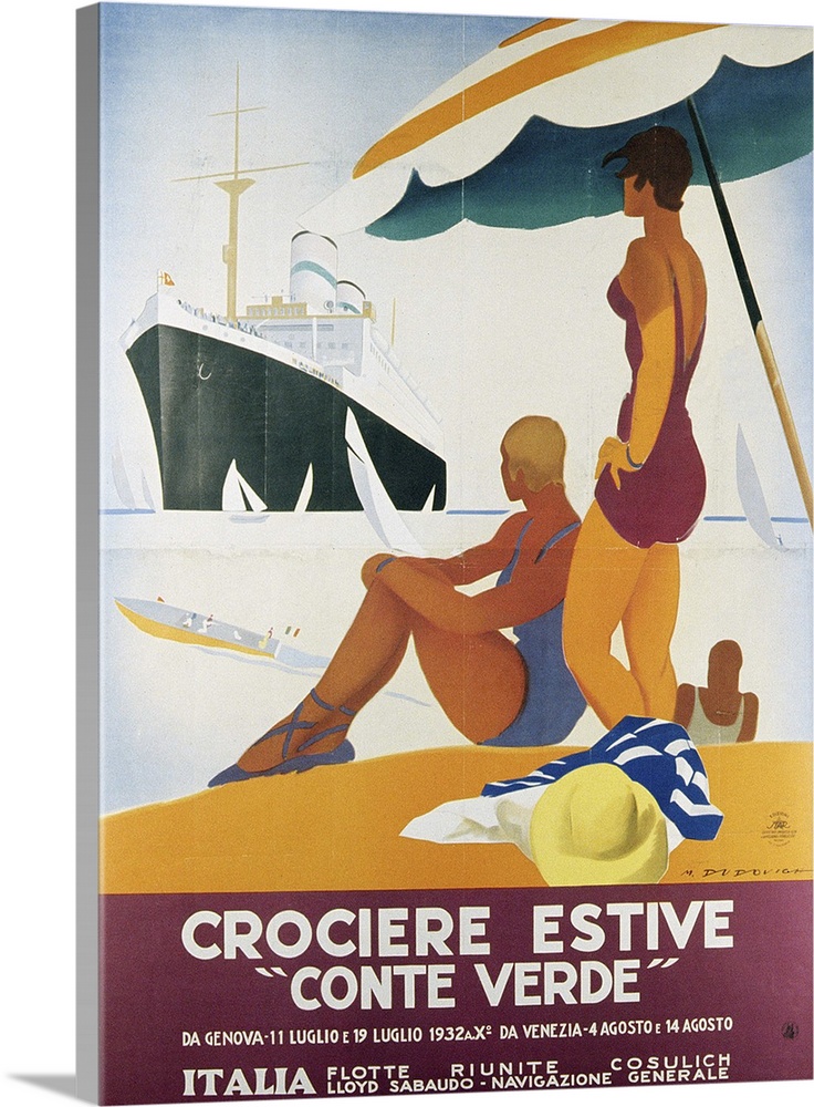 LEE249081 Poster advertising the 'Conte Verde', 1932 (colour litho) by Italian School, (20th century); Private Collection;...