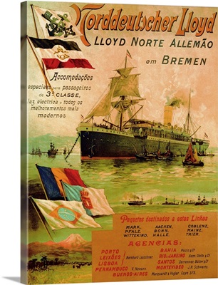 Poster advertising the North German Lloyd Line, 1898