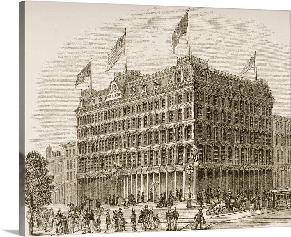 Public Ledger Building Philadelphia Pennsylvania in 1870s. From American Pictures Drawn With Pen And Pencil by Rev Samuel ...