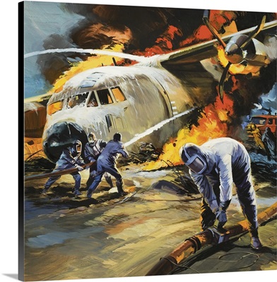 Putting out a fire after an aircraft accident