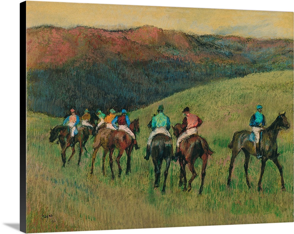 Racehorses in a Landscape, 1894, pastel on paper.  By Edgar Degas (1834-1917).
