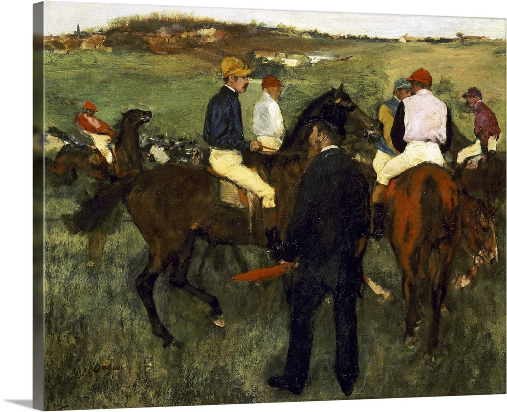 Racehorses (Leaving the Weighing) c.1874-78 (oil on panel) by Degas, Edgar (1834-1917)