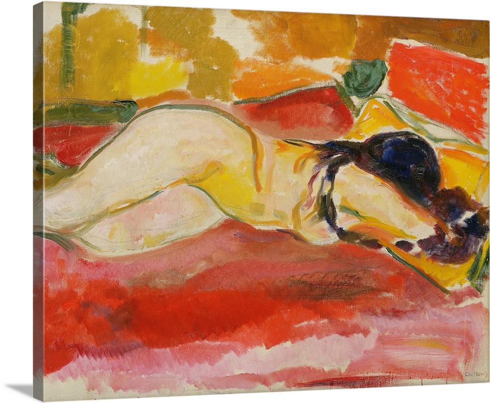 Reclining Female Nude, 1912/13 (originally oil on canvas) by Munch, Edvard (1863-1944)