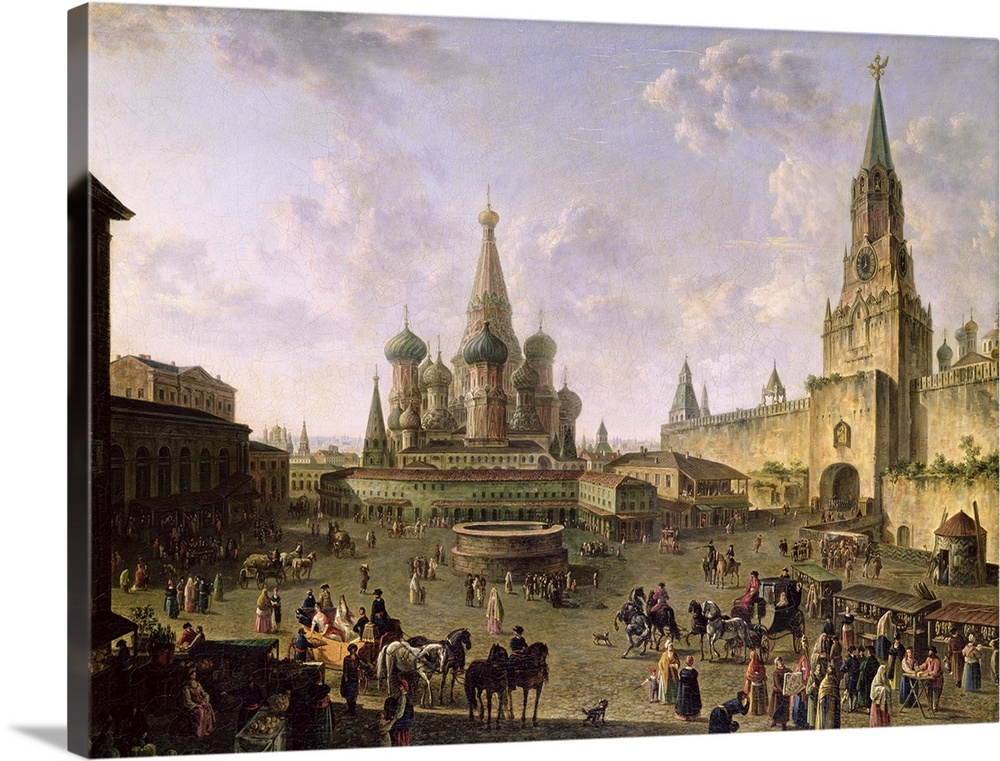 BAL40907 Red Square, Moscow, 1801 (oil on canvas)  by Alekseev, Fedor Yakovlevich (1753-1824); 81.3x110.5 cm; Tretyakov Ga...