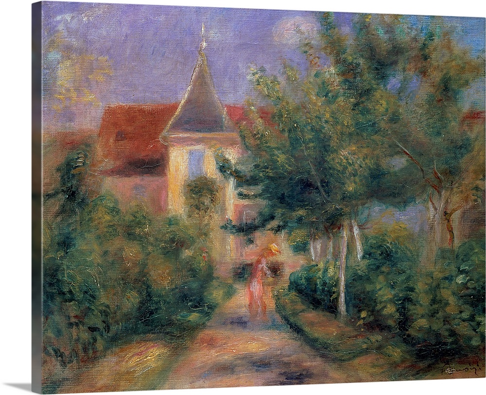 BAL76831 Renoir's house at Essoyes, 1906 (oil on canvas),; by Renoir, Pierre Auguste (1841-1919); 32.8x41.4 cm; Galerie Da...