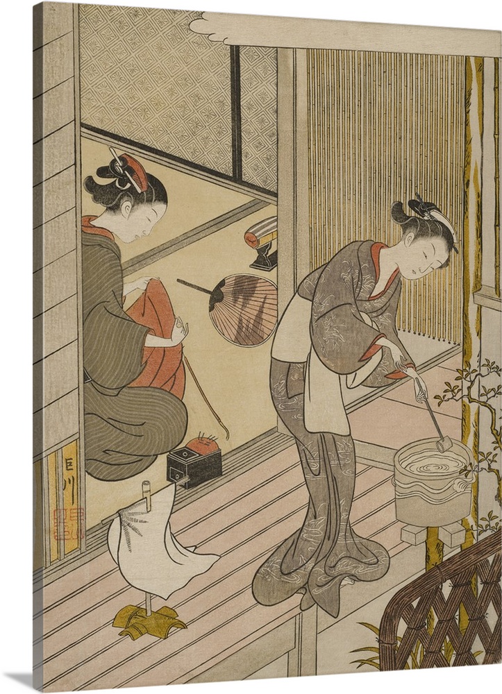 Returning Sails of the Towel Rack, Tenugui-kake no kihan, from the series Eight Views of the Parlor, Zashiki hakkei, c.176...
