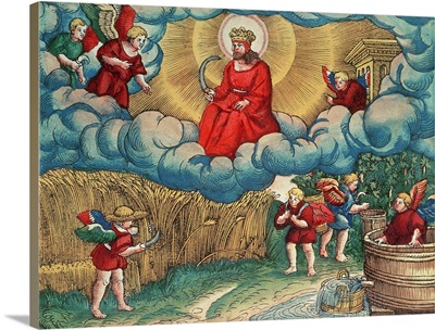 Revelations 14:14 - The Reaper, Vision of Armageddon, from the Luther Bible, c.1530