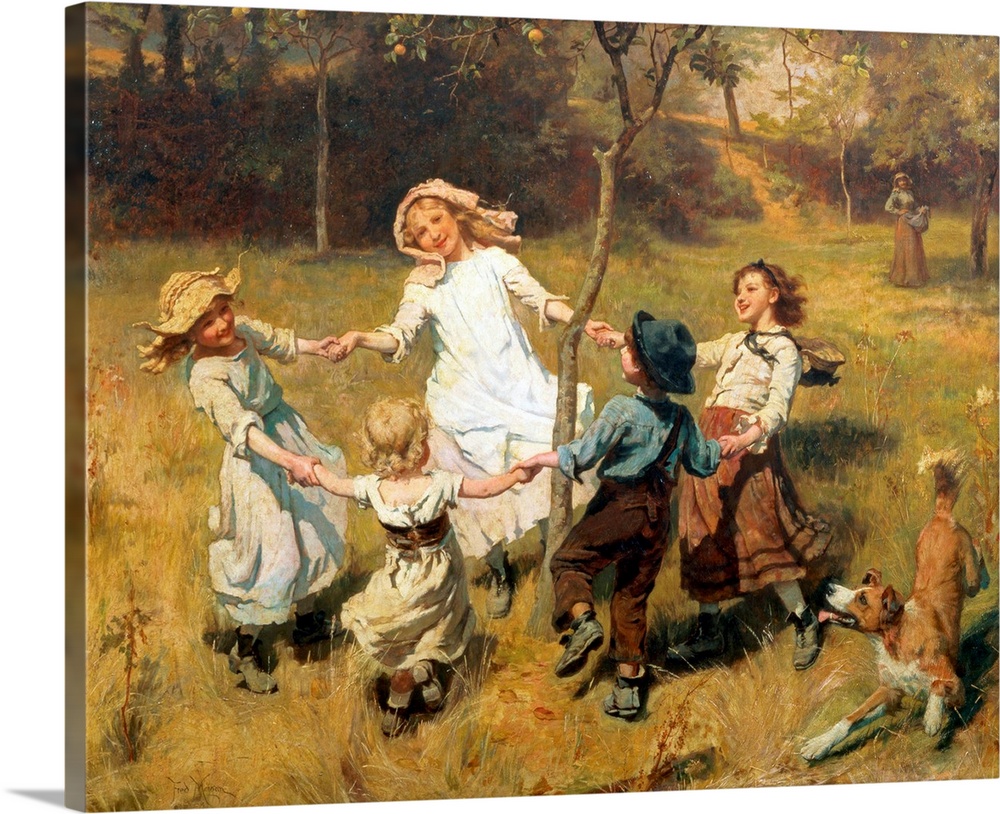 Ring-a-Ring-a-Roses-Oh (oil on canvas); by Morgan, Frederick (1856-1927)
