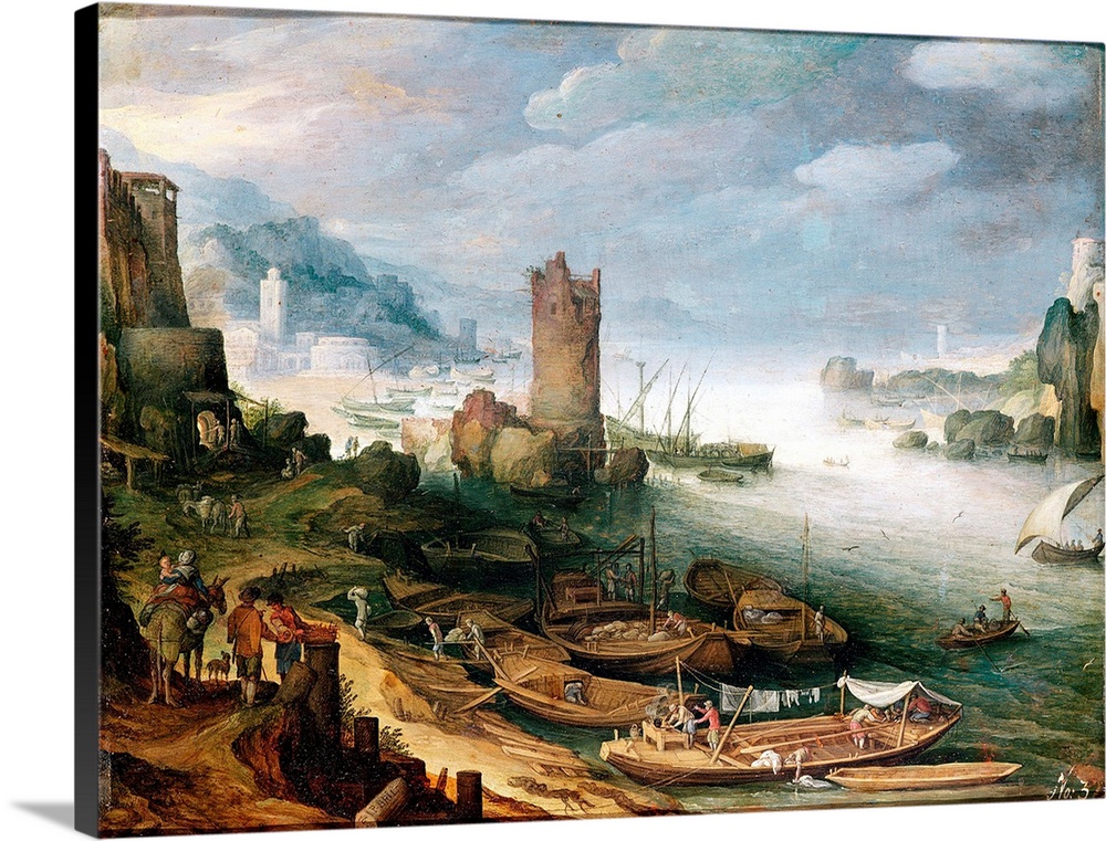 XAM65625 River Scene with a Ruined Tower (oil on canvas)  by Brill or Bril, Paul (1554-1626); 21.5x29.5 cm; Kunsthistorisc...