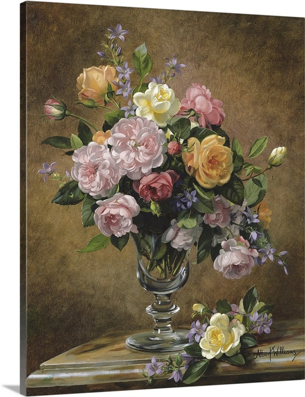 Roses In A Glass Vase Great Big Canvas