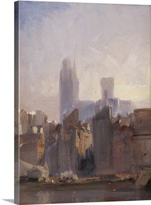 Rouen Cathedral, Sunrise, 1825 (oil on millboard)