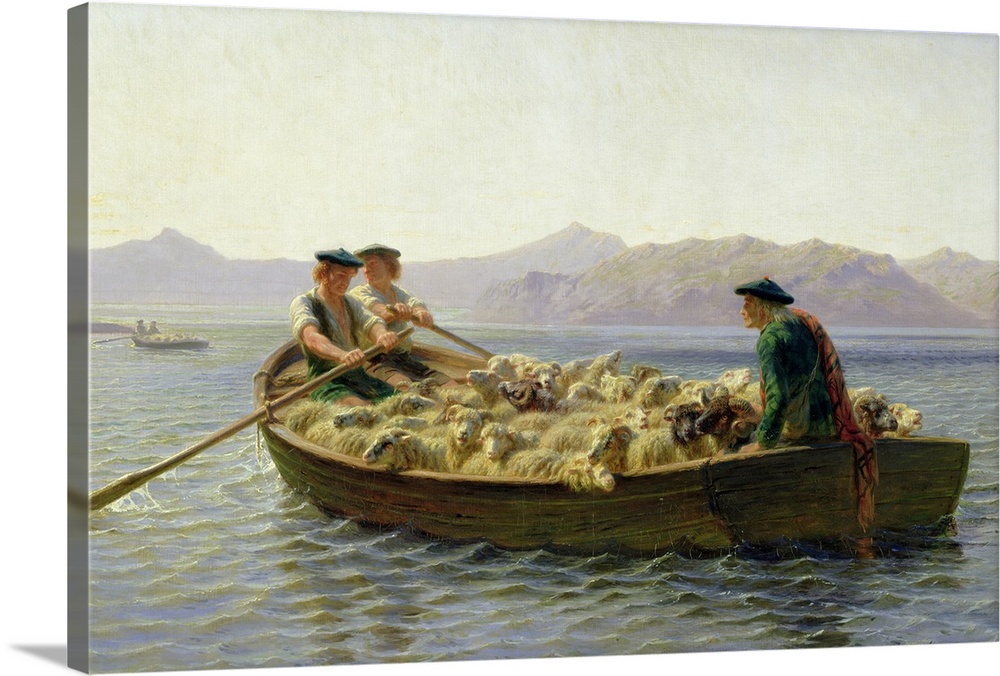 XKH141035 Rowing-Boat, 1863 (oil on canvas)  by Bonheur, Rosa (1822-99); 64x100 cm; Hamburger Kunsthalle, Hamburg, Germany...