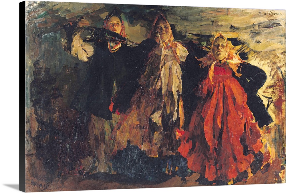 XIR52491 Russian Peasants, 1902 (oil on canvas)  by Maljavin, Filipp Andreevic (1869-1940); 215x305 cm; Musee d'Orsay, Par...