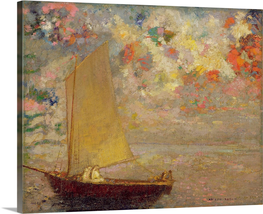 Sailboat, 1905, oil on canvas.  By Odilon Redon (1840-1916).