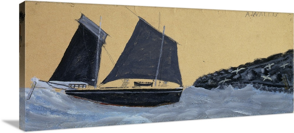 Originally oil on card laid on board. Wallis, Alfred (1855-1942).