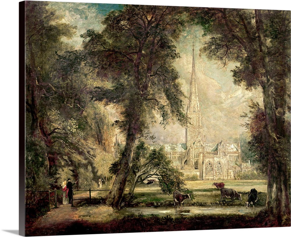 XIR179355 Salisbury Cathedral from the Bishop's Grounds, c.1822-23 (oil on canvas); by Constable, John (1776-1837); Museu ...