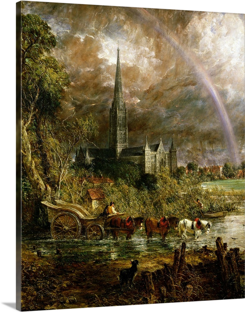 Credit: Salisbury Cathedral From the Meadows, 1831 (detail of 1560) by John Constable (1776-1837)Private Collection/ The B...